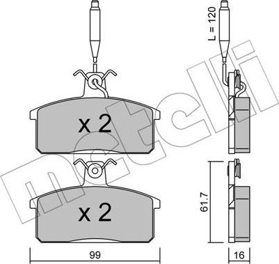 Metelli 22-0026-3 - Гальмівні колодки, дискові гальма autocars.com.ua