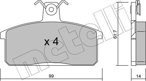 Metelli 22-0026-4 - Тормозные колодки, дисковые, комплект avtokuzovplus.com.ua