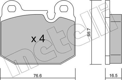 Metelli 22-0027-0 - Тормозные колодки, дисковые, комплект avtokuzovplus.com.ua