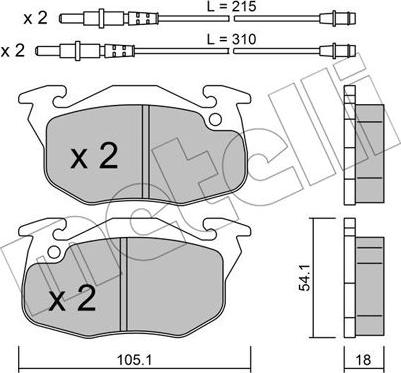 Metelli 22-0037-4 - Тормозные колодки, дисковые, комплект avtokuzovplus.com.ua