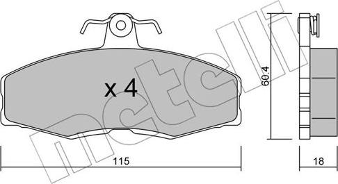 Metelli 22-0039-0 - Гальмівні колодки, дискові гальма autocars.com.ua