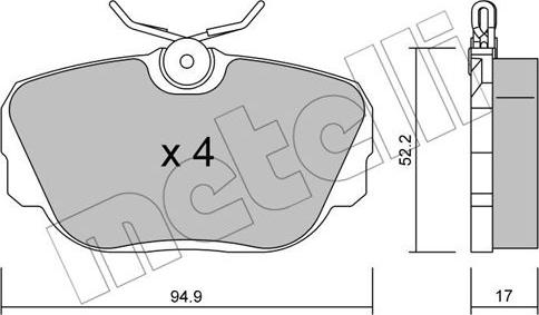 Metelli 22-0042-0 - Тормозные колодки, дисковые, комплект avtokuzovplus.com.ua