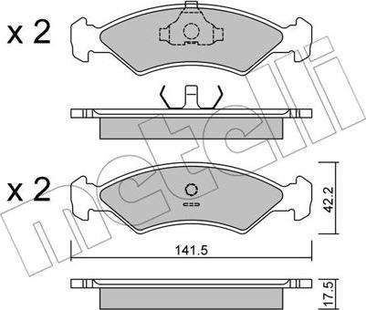 Metelli 22-0043-0 - Тормозные колодки, дисковые, комплект avtokuzovplus.com.ua