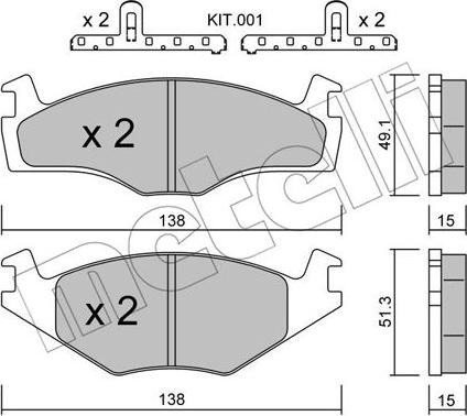 Metelli 22-0045-0K - Гальмівні колодки, дискові гальма autocars.com.ua