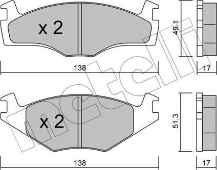 Metelli 22-0045-2 - Гальмівні колодки, дискові гальма autocars.com.ua