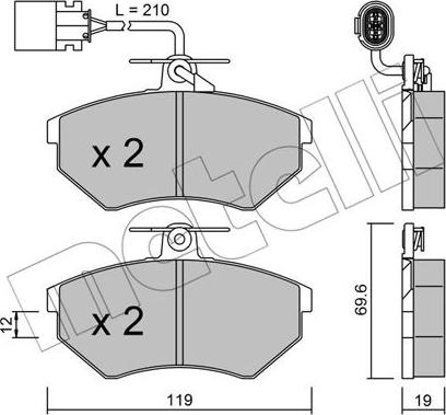 Metelli 22-0050-1 - Гальмівні колодки, дискові гальма autocars.com.ua