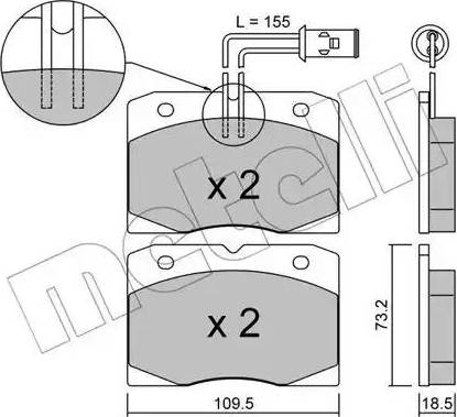 Metelli 22-0051-0 - Тормозные колодки, дисковые, комплект avtokuzovplus.com.ua