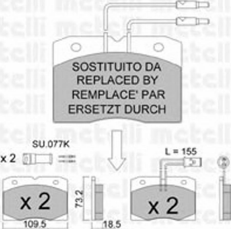 Metelli 2200511 - Тормозные колодки, дисковые, комплект avtokuzovplus.com.ua