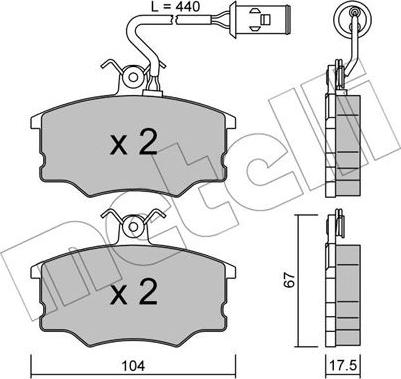 Metelli 22-0053-1 - Тормозные колодки, дисковые, комплект avtokuzovplus.com.ua