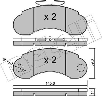 Metelli 22-0055-0 - Гальмівні колодки, дискові гальма autocars.com.ua