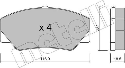 Metelli 22-0056-0 - Тормозные колодки, дисковые, комплект avtokuzovplus.com.ua