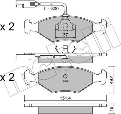 Metelli 22-0057-0 - Гальмівні колодки, дискові гальма autocars.com.ua