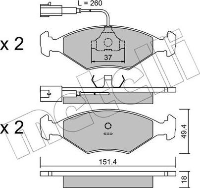 Metelli 22-0057-1 - Тормозные колодки, дисковые, комплект avtokuzovplus.com.ua