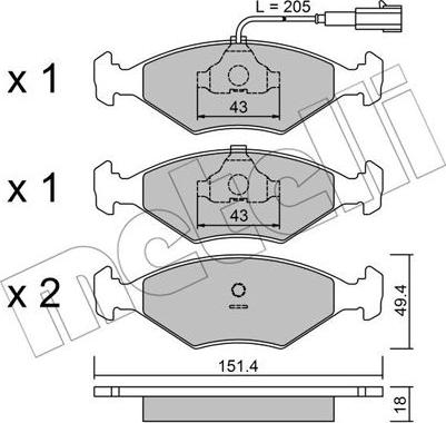 Metelli 22-0057-4 - Гальмівні колодки, дискові гальма autocars.com.ua