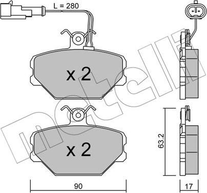 Metelli 22-0059-2 - Тормозные колодки, дисковые, комплект avtokuzovplus.com.ua