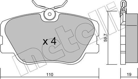 Metelli 22-0061-0 - Гальмівні колодки, дискові гальма autocars.com.ua