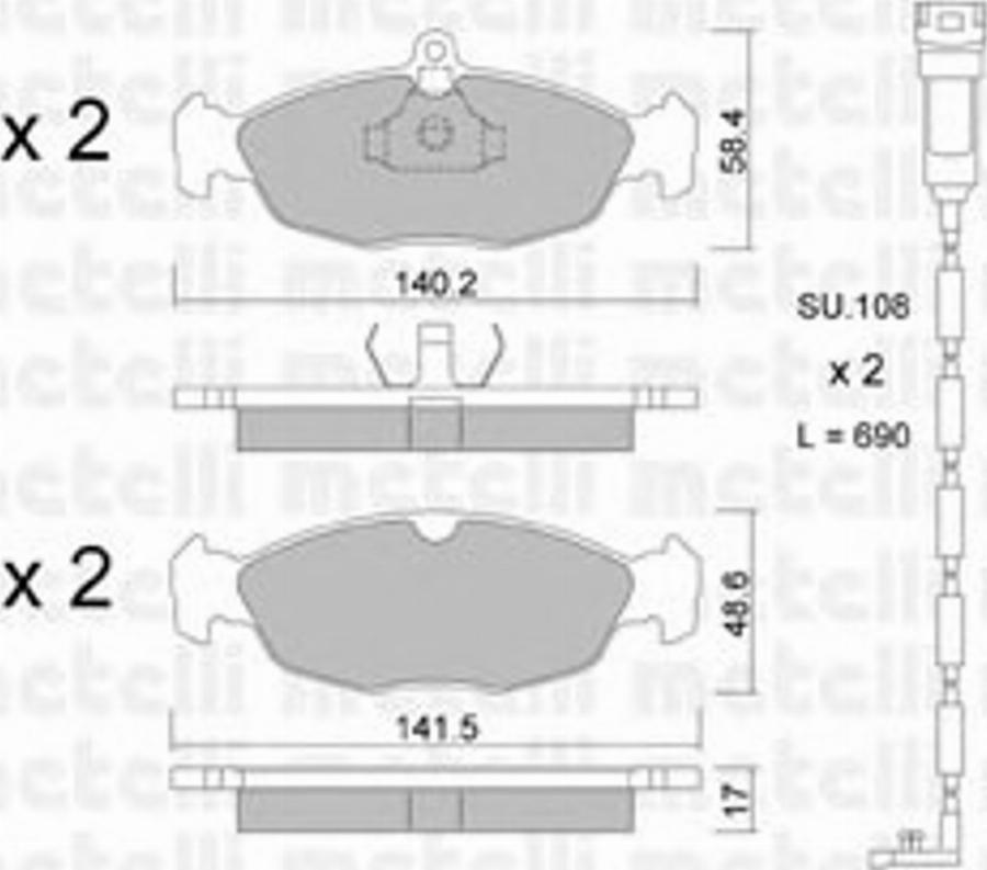 Metelli 22-0077-0K - Тормозные колодки, дисковые, комплект avtokuzovplus.com.ua