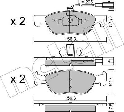 Metelli 22-0082-1 - Тормозные колодки, дисковые, комплект avtokuzovplus.com.ua