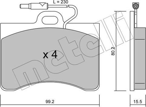 Metelli 22-0085-0 - Тормозные колодки, дисковые, комплект avtokuzovplus.com.ua