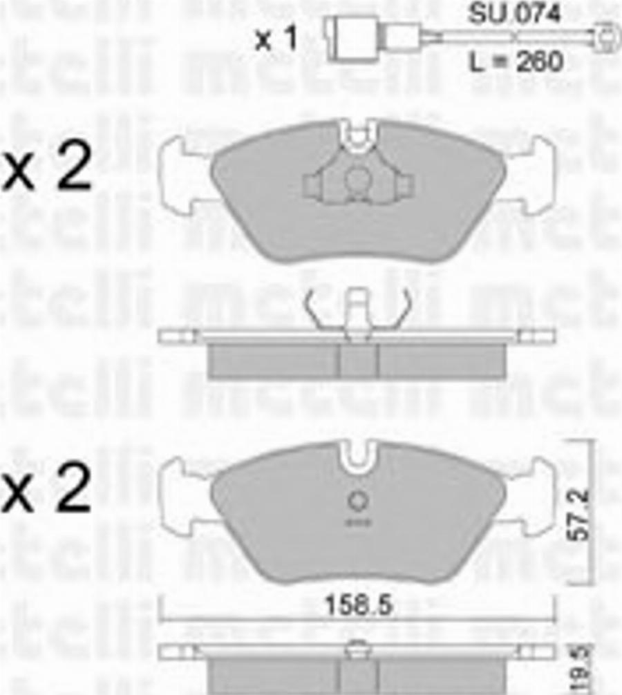 Metelli 22-0091-0K - Гальмівні колодки, дискові гальма autocars.com.ua