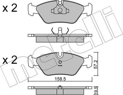 Metelli 22-0091-0 - Тормозные колодки, дисковые, комплект avtokuzovplus.com.ua