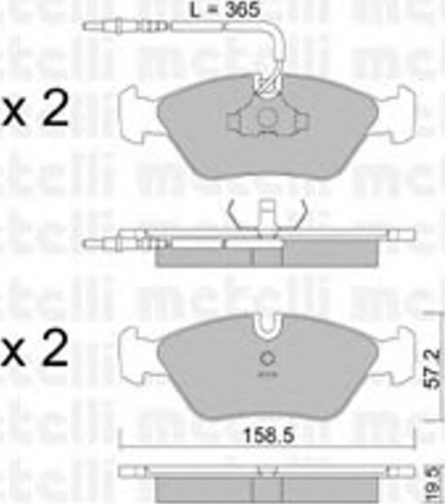 Metelli 2200912 - Гальмівні колодки, дискові гальма autocars.com.ua