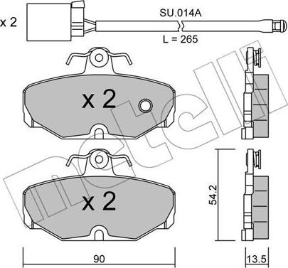 Metelli 22-0095-1K - Гальмівні колодки, дискові гальма autocars.com.ua