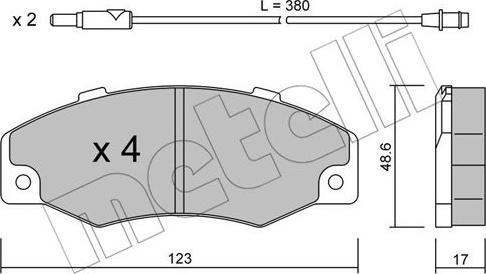 Metelli 22-0096-0 - Гальмівні колодки, дискові гальма autocars.com.ua