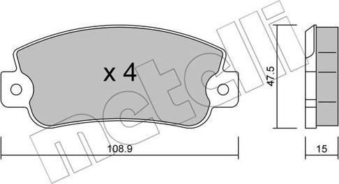 Metelli 22-0104-0 - Гальмівні колодки, дискові гальма autocars.com.ua