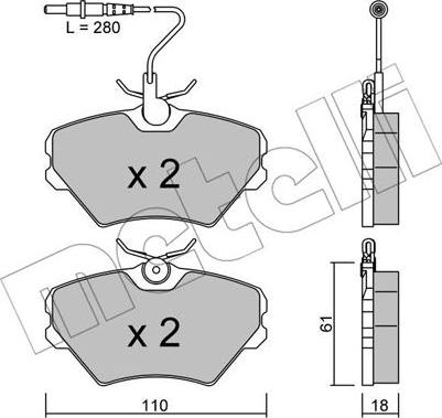 Metelli 22-0106-0 - Гальмівні колодки, дискові гальма autocars.com.ua