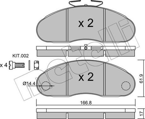 Metelli 22-0111-1 - Тормозные колодки, дисковые, комплект avtokuzovplus.com.ua