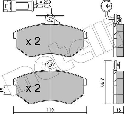 Metelli 22-0148-3 - Тормозные колодки, дисковые, комплект avtokuzovplus.com.ua