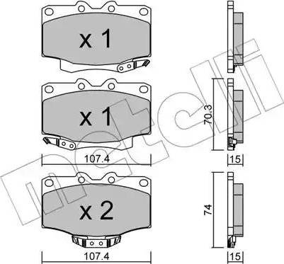 Metelli 22-0152-0 - Тормозные колодки, дисковые, комплект avtokuzovplus.com.ua