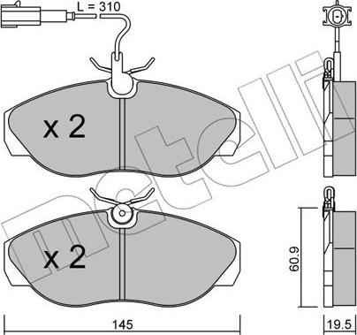 Metelli 22-0154-1 - Тормозные колодки, дисковые, комплект avtokuzovplus.com.ua