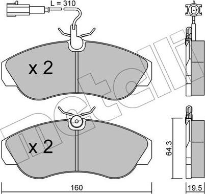 Metelli 22-0155-1 - Тормозные колодки, дисковые, комплект avtokuzovplus.com.ua