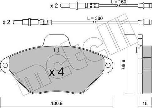 Metelli 22-0157-0 - Тормозные колодки, дисковые, комплект avtokuzovplus.com.ua