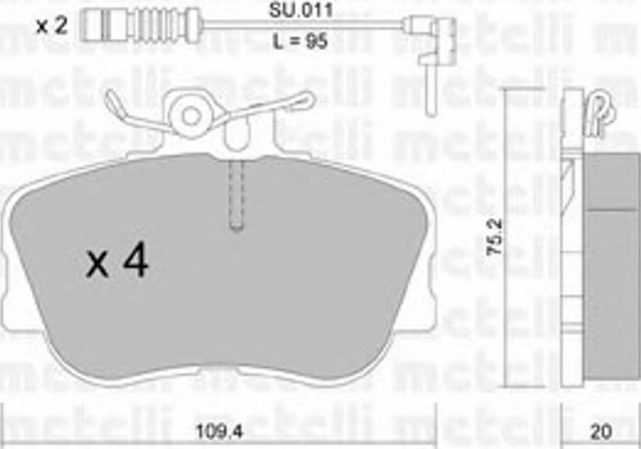 Metelli 22-0158-0K - Тормозные колодки, дисковые, комплект avtokuzovplus.com.ua