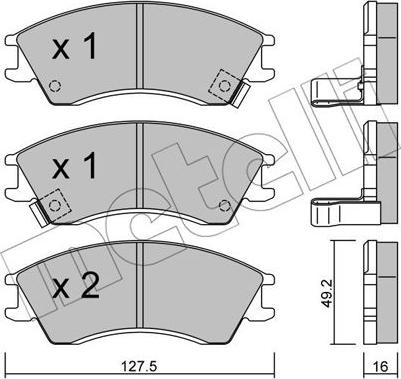 Metelli 22-0160-0 - Гальмівні колодки, дискові гальма autocars.com.ua