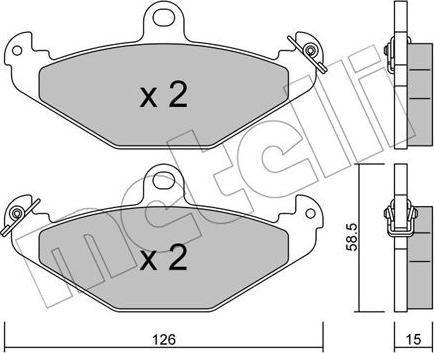 Metelli 22-0165-0 - Тормозные колодки, дисковые, комплект avtokuzovplus.com.ua