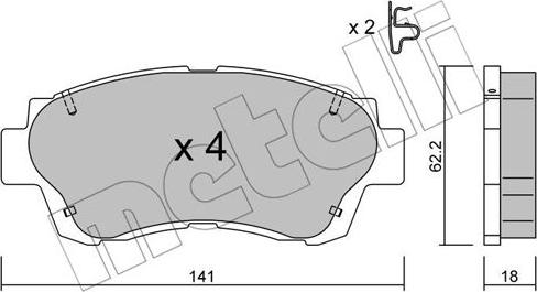 Metelli 22-0167-0 - Гальмівні колодки, дискові гальма autocars.com.ua