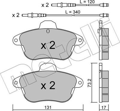 Metelli 22-0184-1 - Тормозные колодки, дисковые, комплект avtokuzovplus.com.ua