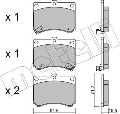 Metelli 22-0197-0 - Гальмівні колодки, дискові гальма autocars.com.ua