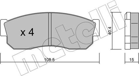 Metelli 22-0202-0 - Тормозные колодки, дисковые, комплект avtokuzovplus.com.ua