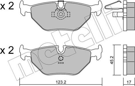 Metelli 22-0210-0 - Тормозные колодки, дисковые, комплект avtokuzovplus.com.ua