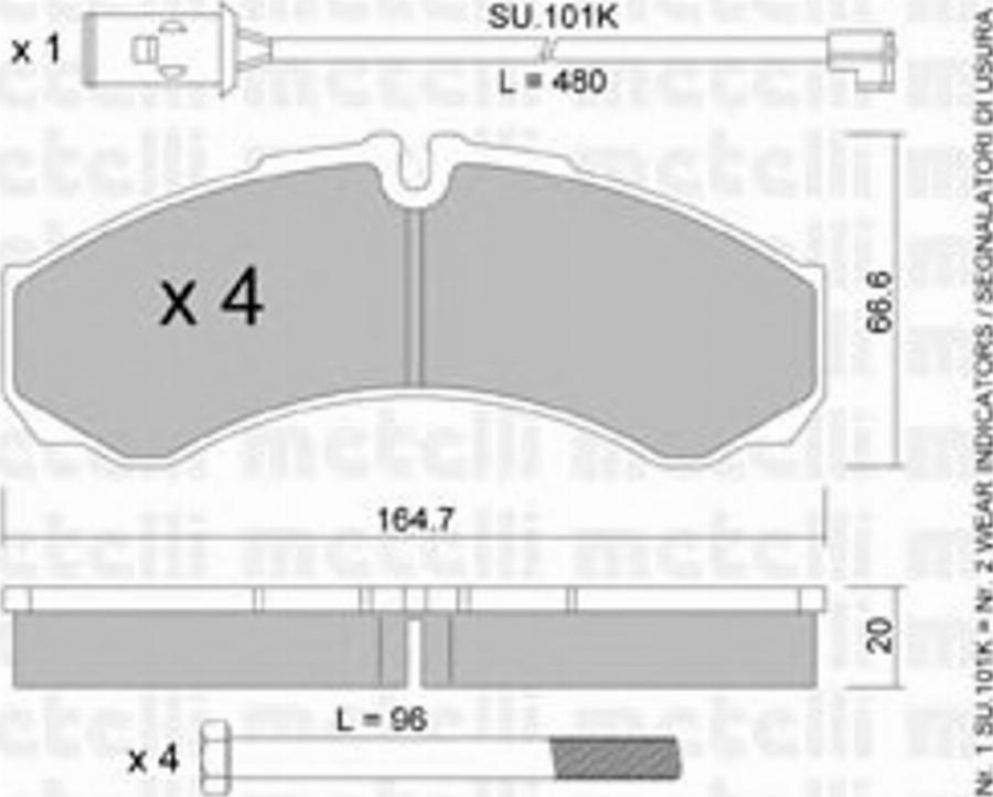 Metelli 22-0212-2K - Гальмівні колодки, дискові гальма autocars.com.ua