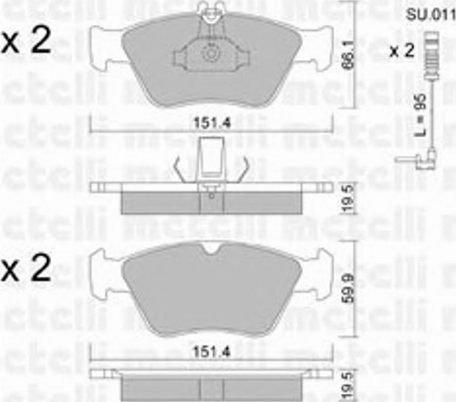 Metelli 22-0219-0K - Тормозные колодки, дисковые, комплект avtokuzovplus.com.ua