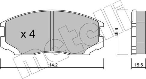 Metelli 22-0221-0 - Тормозные колодки, дисковые, комплект avtokuzovplus.com.ua