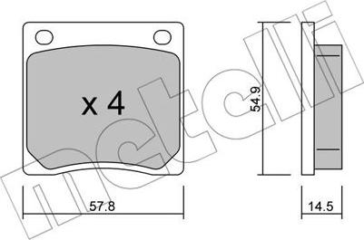 Metelli 22-0229-0 - Тормозные колодки, дисковые, комплект avtokuzovplus.com.ua