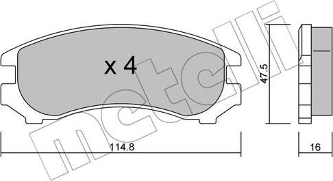 Metelli 22-0230-0 - Тормозные колодки, дисковые, комплект avtokuzovplus.com.ua