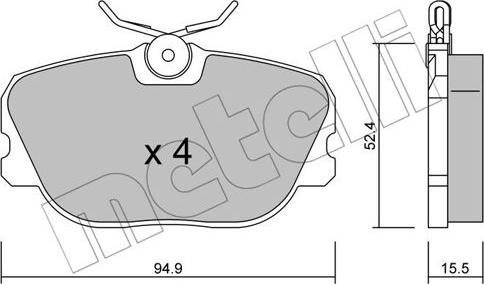 Metelli 22-0235-0 - Тормозные колодки, дисковые, комплект avtokuzovplus.com.ua